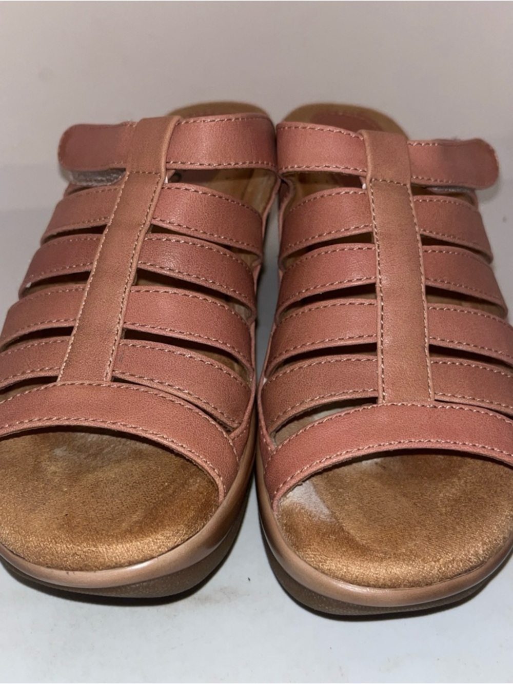 Rialto Sandals Sz 7 M Tan Brown Valencia Strappy Wedge Comfort Slip On - Picture 3 of 9